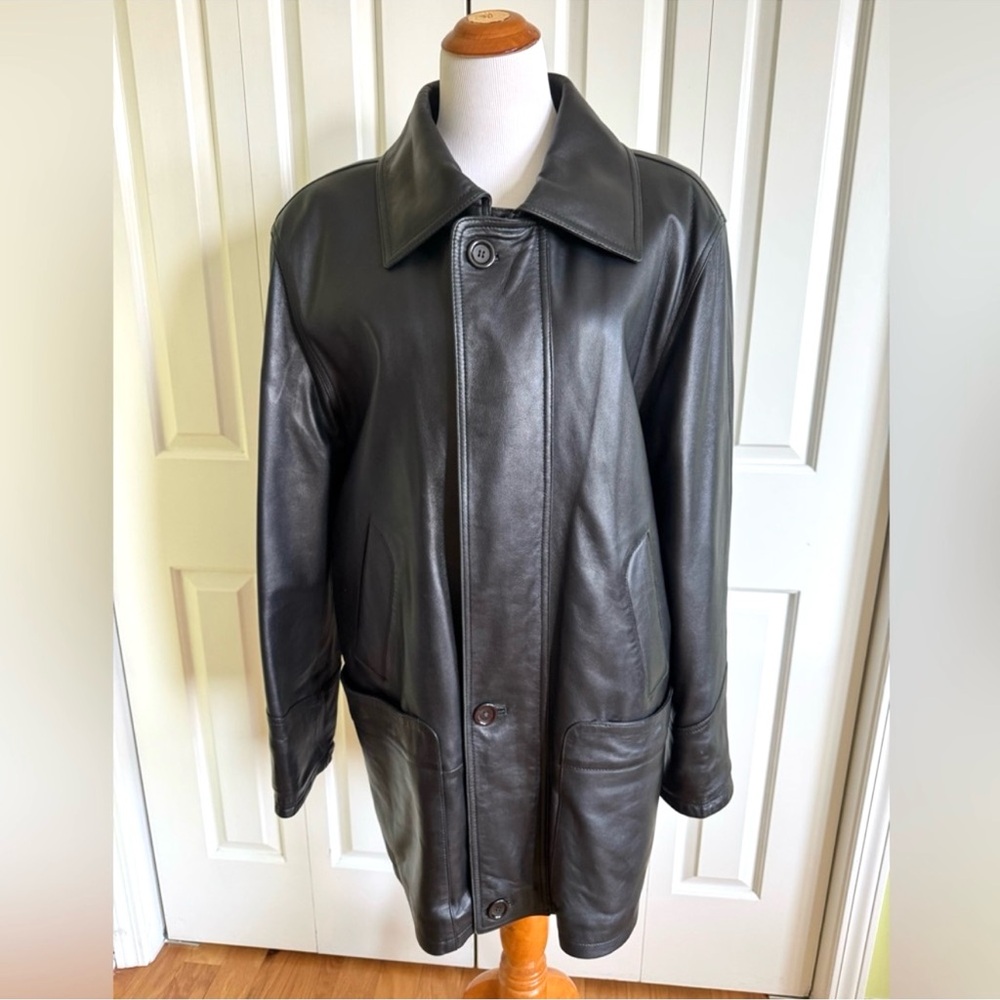IMPERIO Leatherlounge Men’s Black Leather/Shearling Jacket 50/L EUC